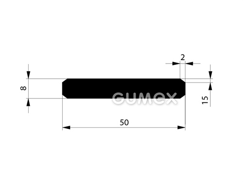 "I" Gummiprofil, 50x8mm, 70°ShA, EPDM, -40°C/+100°C, schwarz, 